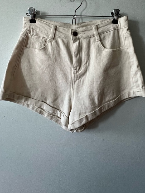 Pants - Women's High-Rise Cream Denim Shorts